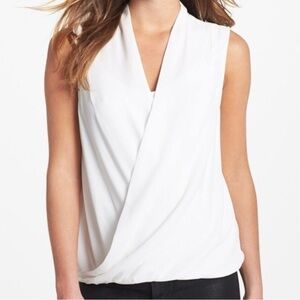 Vince Camuto White Sleeveless Wrap Blouse